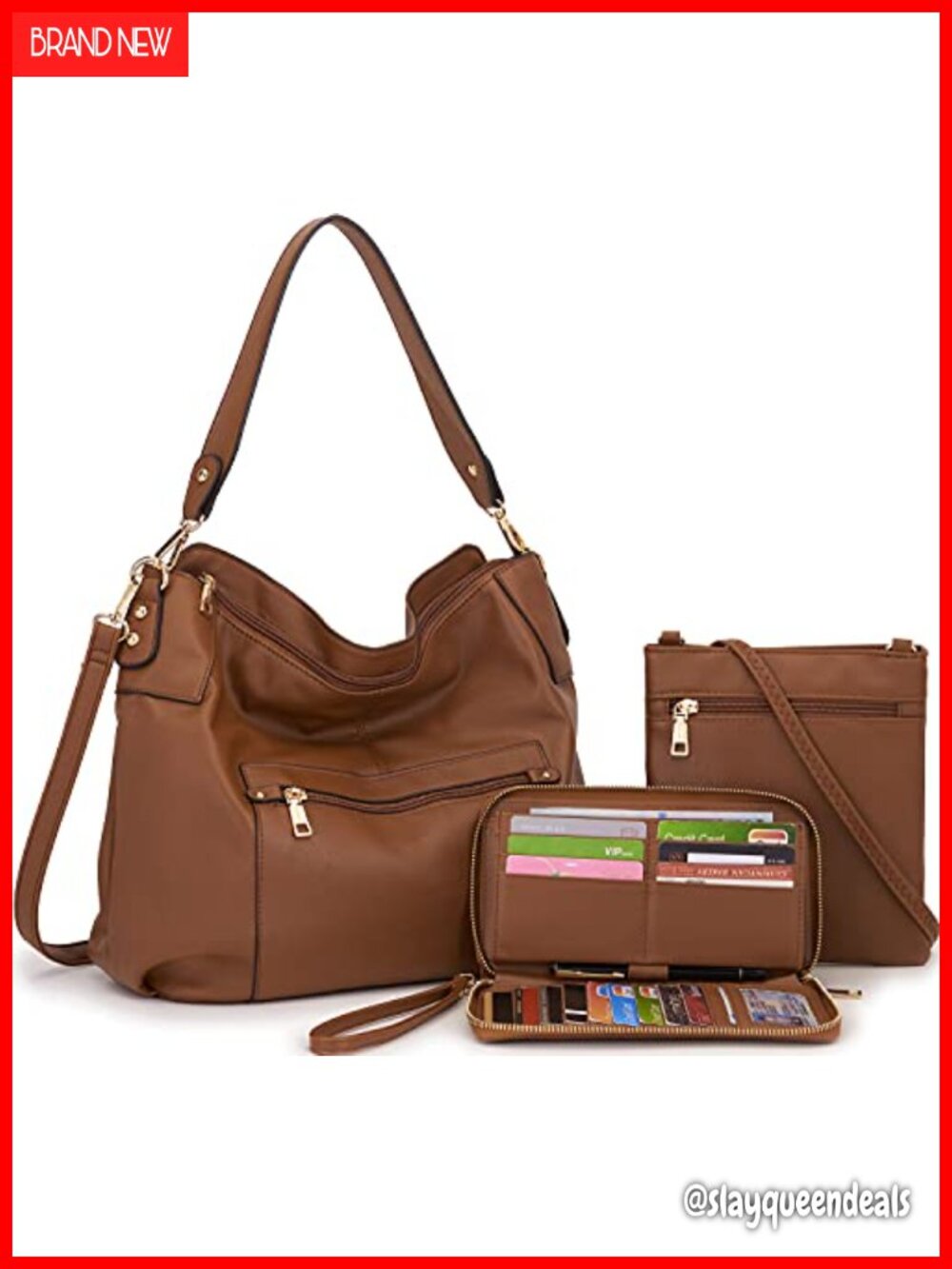 Women's Hobo Crossbody Bag and Wallet Set Synthetic Leather Shoulder Purse